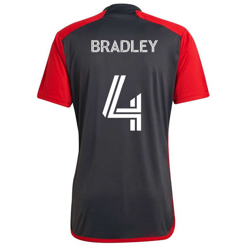 Kandiny Enfant Maillot Michael Bradley #4 Rouge Gris Tenues Domicile 2024/25 T-Shirt