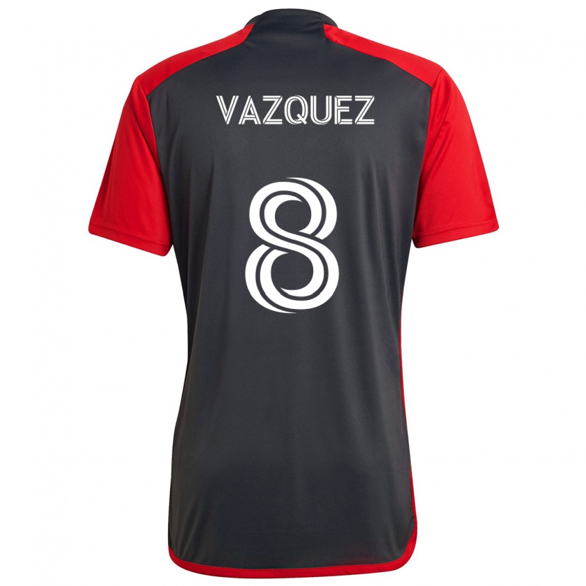 Kandiny Enfant Maillot Víctor Vázquez #8 Rouge Gris Tenues Domicile 2024/25 T-Shirt