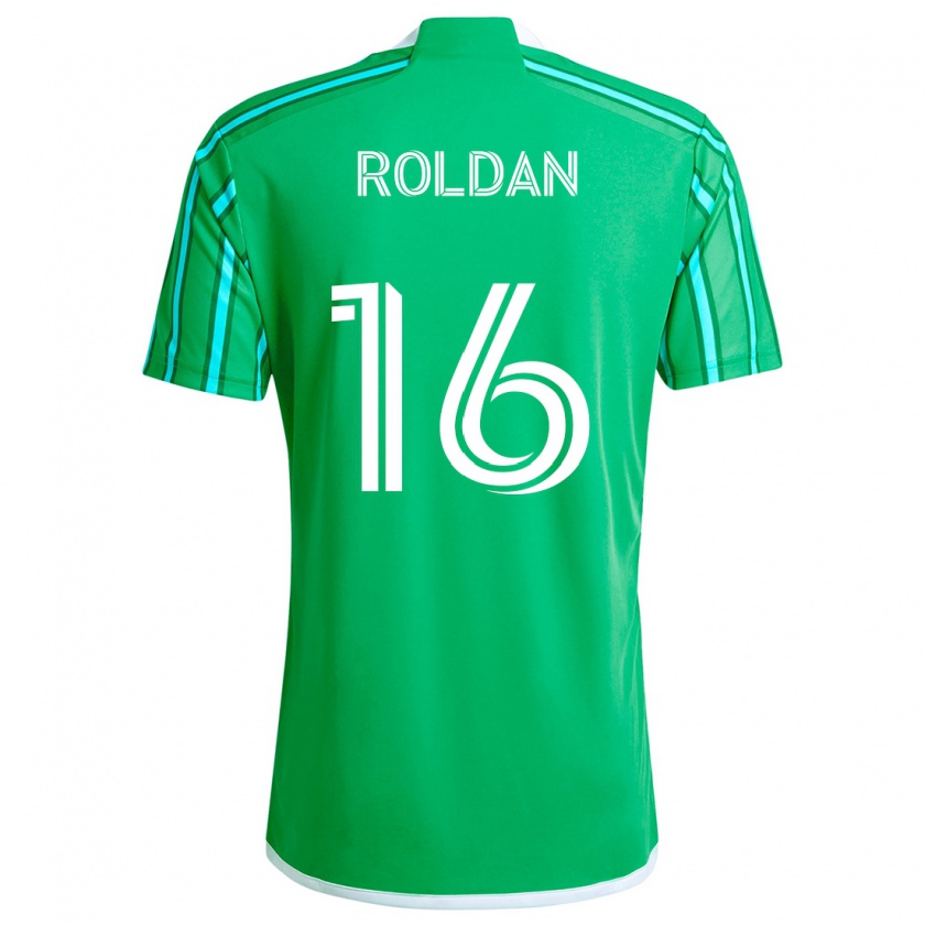 Kandiny Enfant Maillot Álex Roldán #16 Vert Blanc Tenues Domicile 2024/25 T-Shirt