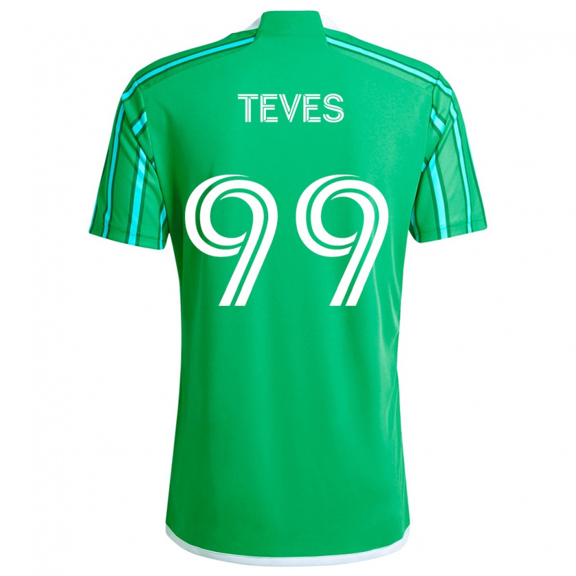 Kandiny Enfant Maillot Dylan Teves #99 Vert Blanc Tenues Domicile 2024/25 T-Shirt