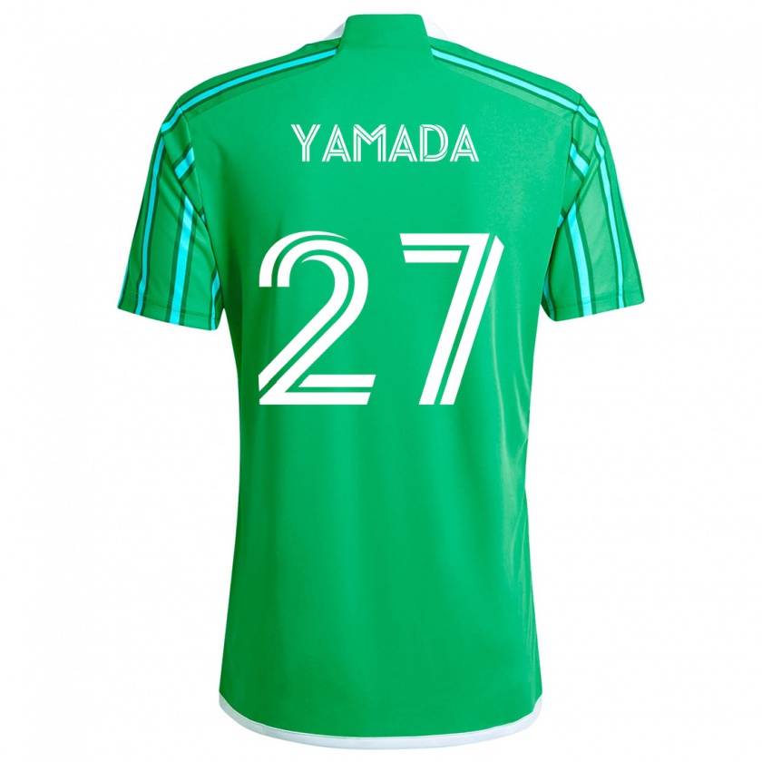 Kandiny Enfant Maillot Hikari Yamada #27 Vert Blanc Tenues Domicile 2024/25 T-Shirt