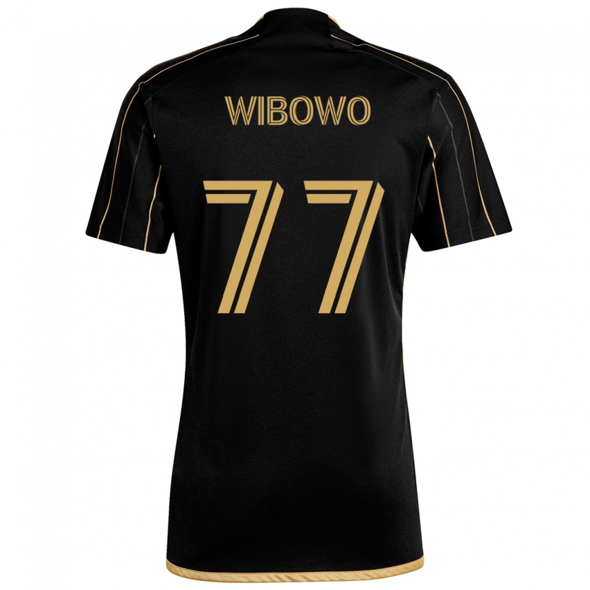 Kandiny Enfant Maillot Adrian Wibowo #77 Or Noir Tenues Domicile 2024/25 T-Shirt