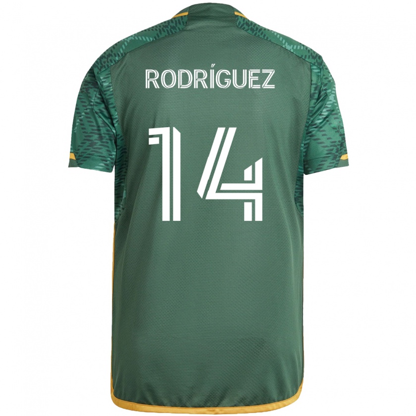 Kandiny Enfant Maillot Jonathan Rodríguez #14 Vert Orange Tenues Domicile 2024/25 T-Shirt