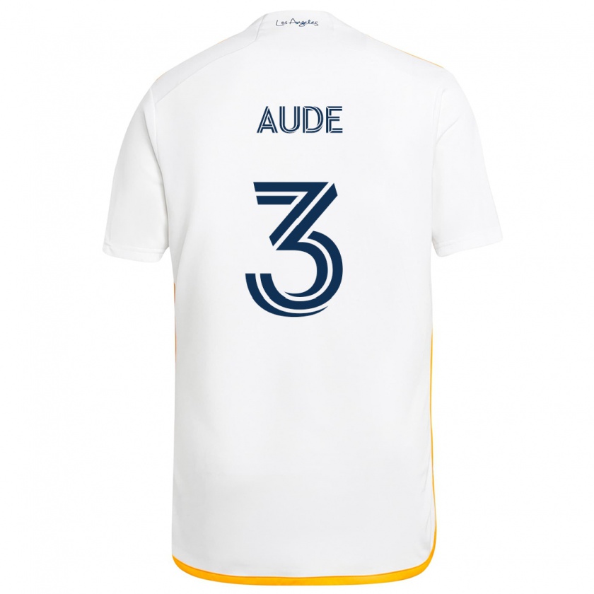 Kandiny Enfant Maillot Julián Aude #3 Blanc Jaune Tenues Domicile 2024/25 T-Shirt