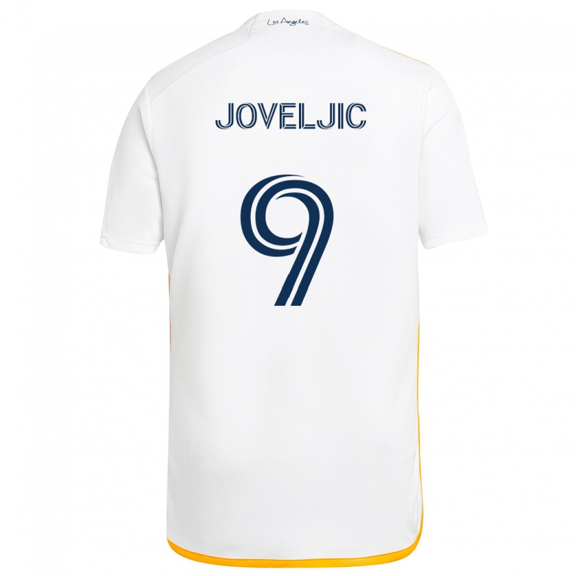 Kandiny Enfant Maillot Dejan Joveljic #9 Blanc Jaune Tenues Domicile 2024/25 T-Shirt