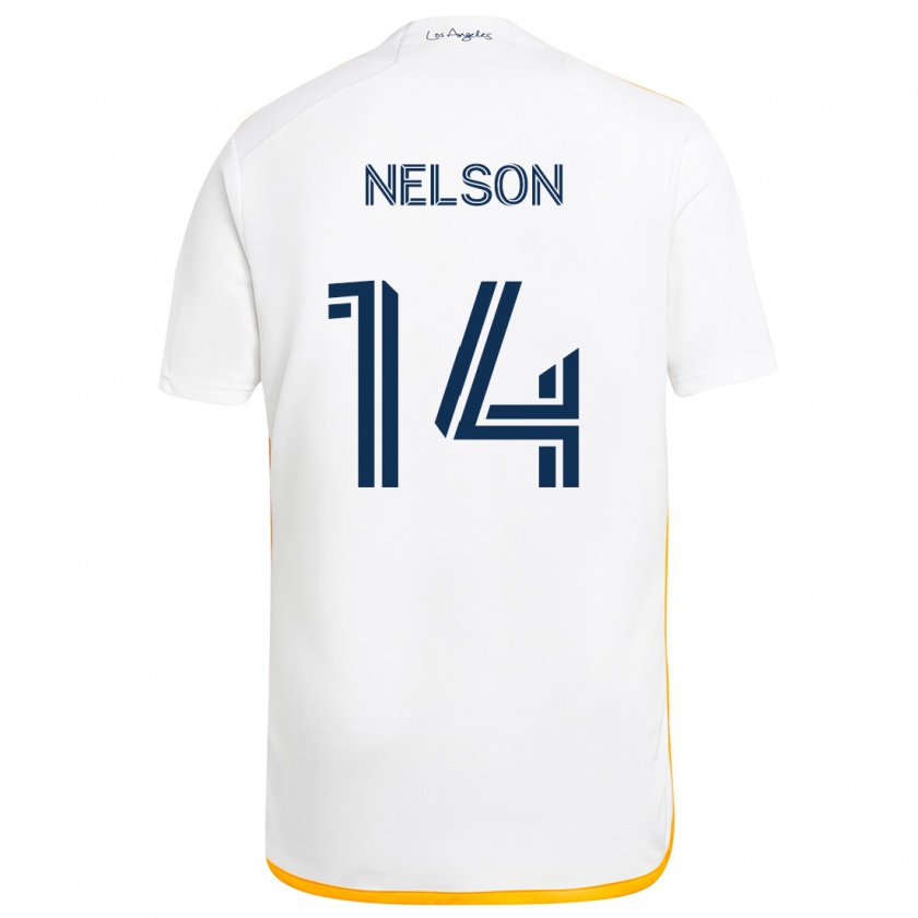 Kandiny Enfant Maillot John Nelson #14 Blanc Jaune Tenues Domicile 2024/25 T-Shirt