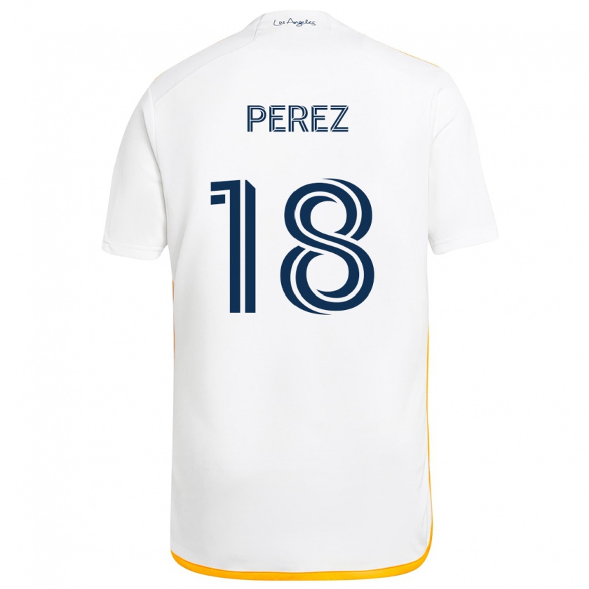 Kandiny Enfant Maillot Jonathan Pérez #18 Blanc Jaune Tenues Domicile 2024/25 T-Shirt