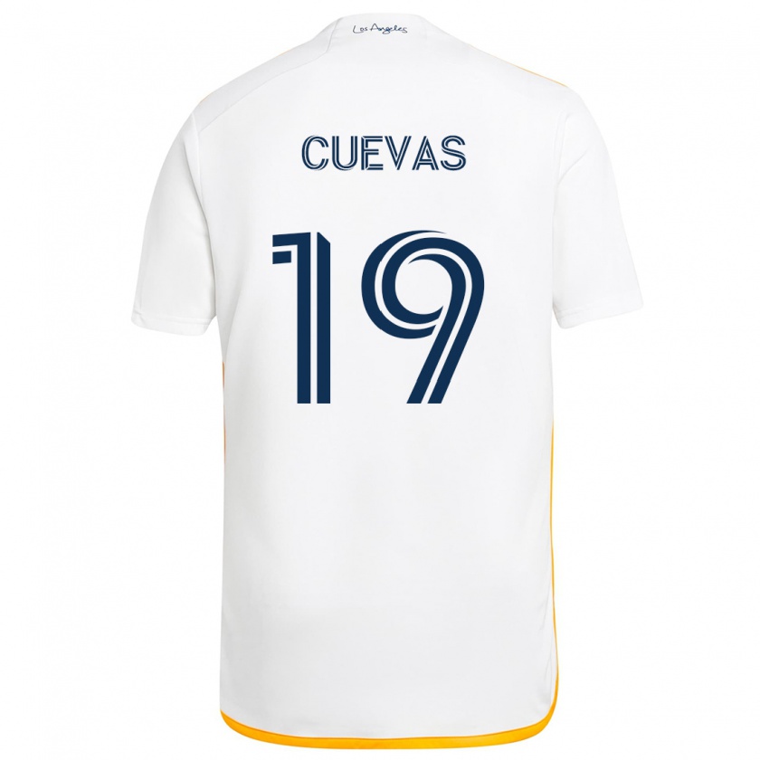 Kandiny Enfant Maillot Mauricio Cuevas #19 Blanc Jaune Tenues Domicile 2024/25 T-Shirt