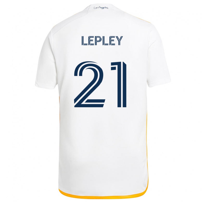 Kandiny Enfant Maillot Tucker Lepley #21 Blanc Jaune Tenues Domicile 2024/25 T-Shirt