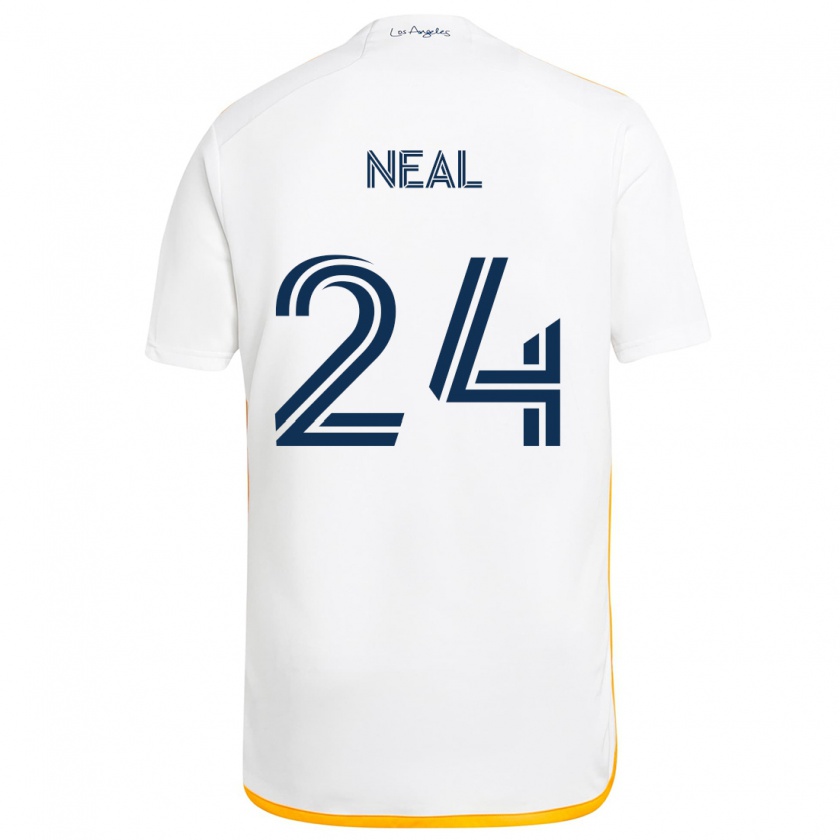 Kandiny Enfant Maillot Jalen Neal #24 Blanc Jaune Tenues Domicile 2024/25 T-Shirt