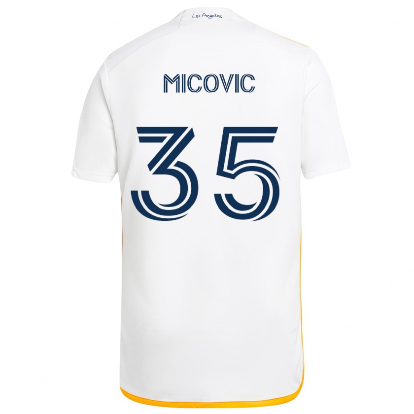 Kandiny Enfant Maillot Novak Micovic #35 Blanc Jaune Tenues Domicile 2024/25 T-Shirt