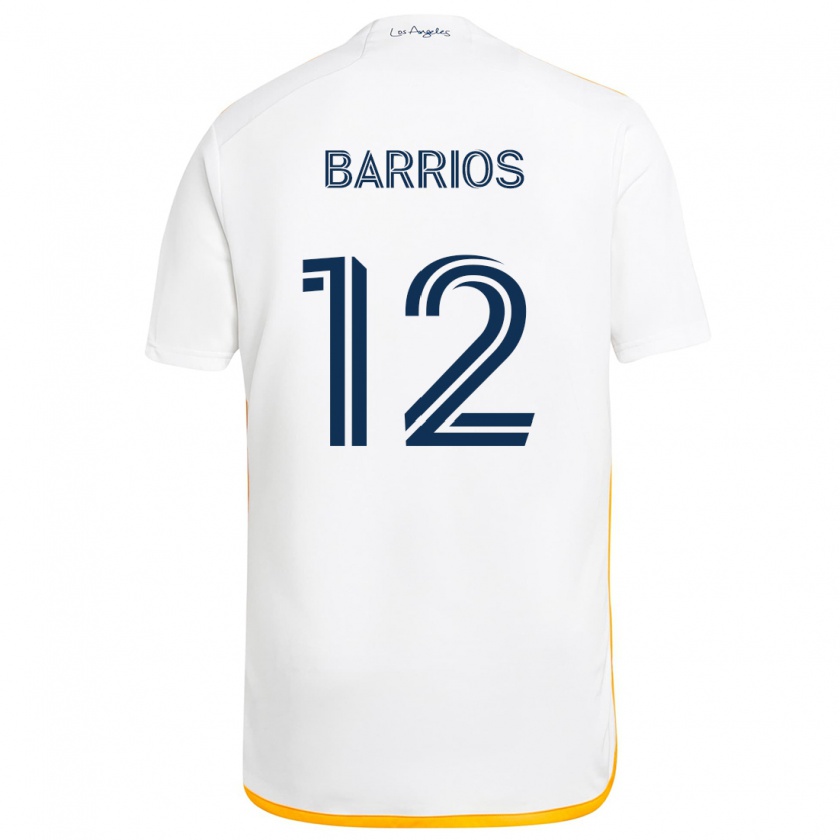 Kandiny Enfant Maillot Michael Barrios #12 Blanc Jaune Tenues Domicile 2024/25 T-Shirt