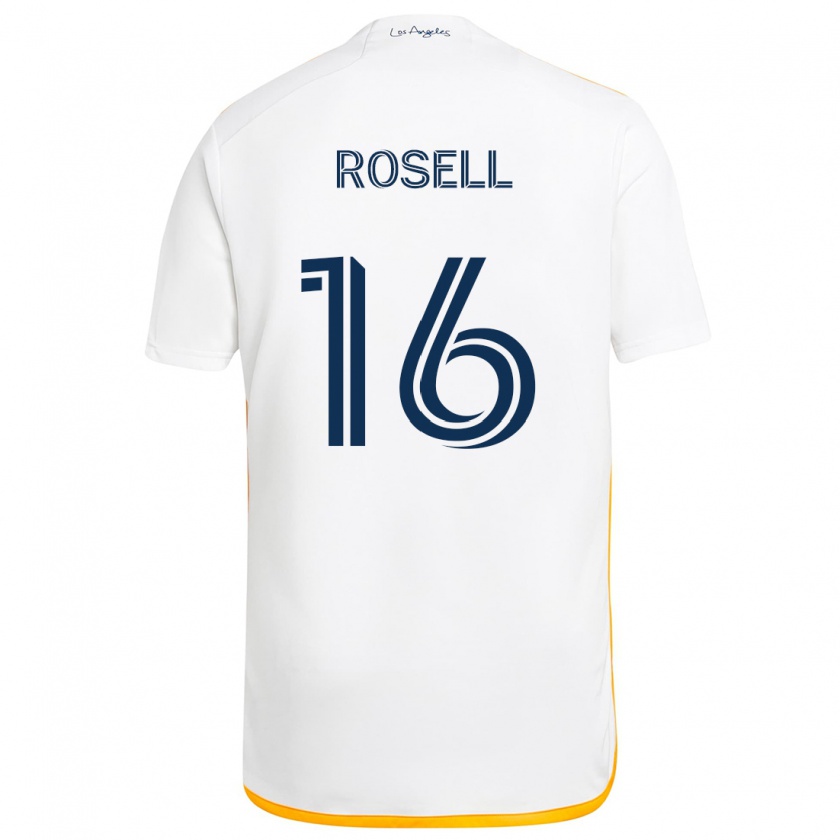 Kandiny Enfant Maillot Uri Rosell #16 Blanc Jaune Tenues Domicile 2024/25 T-Shirt