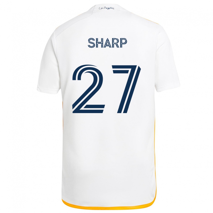 Kandiny Enfant Maillot Billy Sharp #27 Blanc Jaune Tenues Domicile 2024/25 T-Shirt