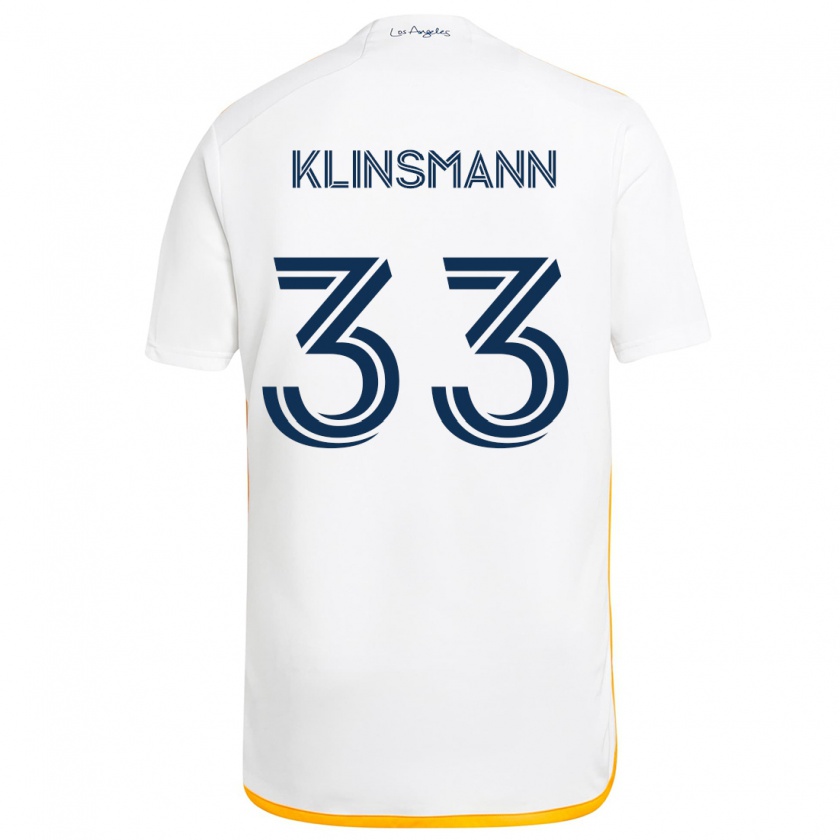 Kandiny Enfant Maillot Jonathan Klinsmann #33 Blanc Jaune Tenues Domicile 2024/25 T-Shirt