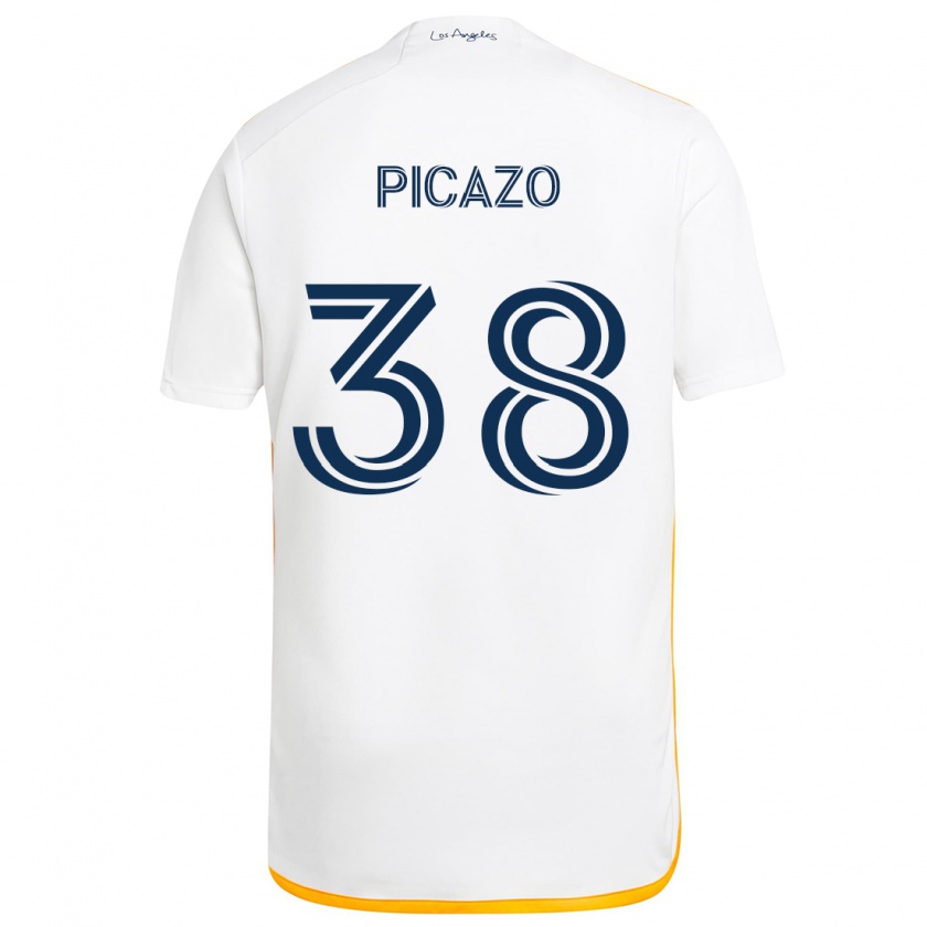 Kandiny Enfant Maillot Axel Picazo #38 Blanc Jaune Tenues Domicile 2024/25 T-Shirt