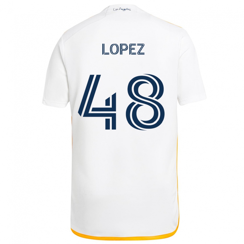 Kandiny Enfant Maillot Diego López #48 Blanc Jaune Tenues Domicile 2024/25 T-Shirt