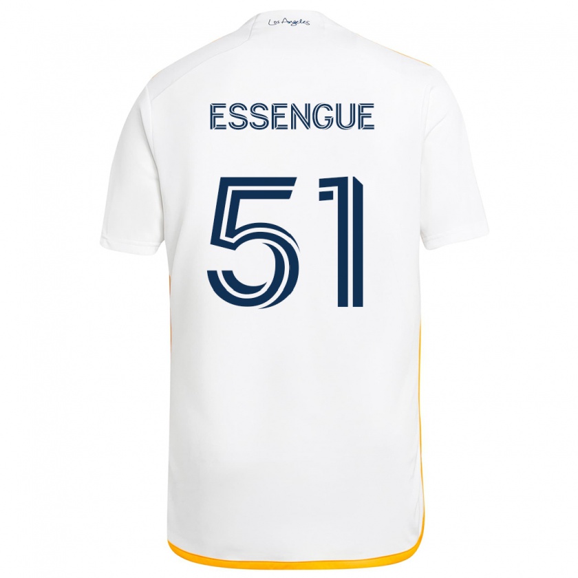 Kandiny Enfant Maillot Ascel Essengue #51 Blanc Jaune Tenues Domicile 2024/25 T-Shirt