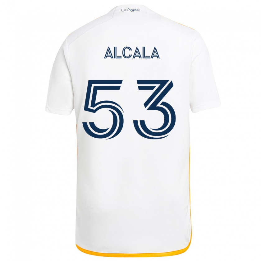 Kandiny Enfant Maillot Álex Alcalá #53 Blanc Jaune Tenues Domicile 2024/25 T-Shirt