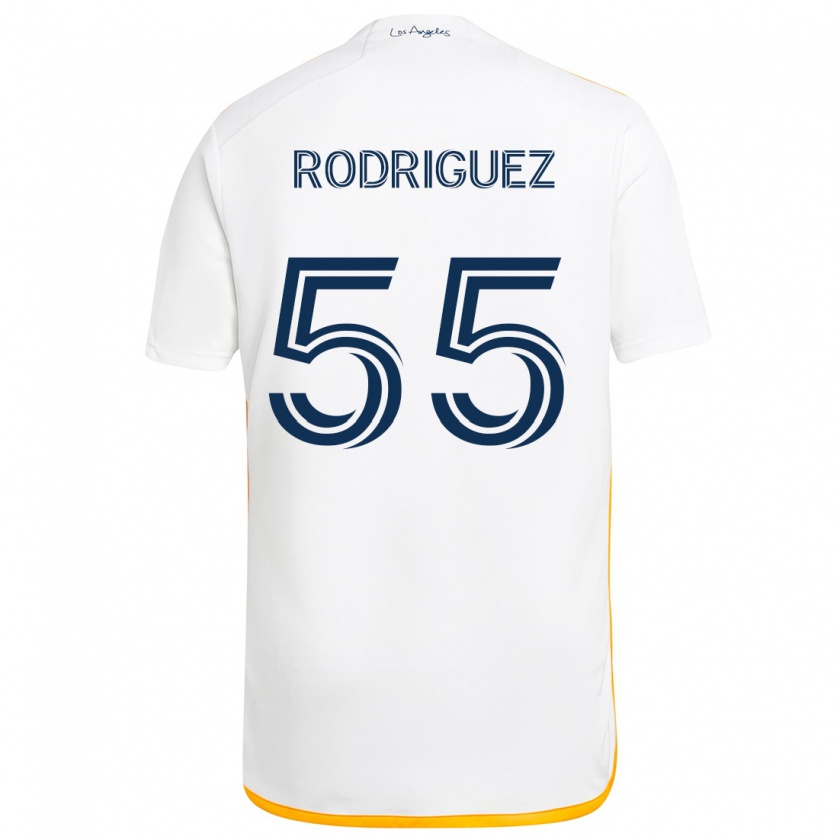 Kandiny Enfant Maillot Diego Rodriguez #55 Blanc Jaune Tenues Domicile 2024/25 T-Shirt