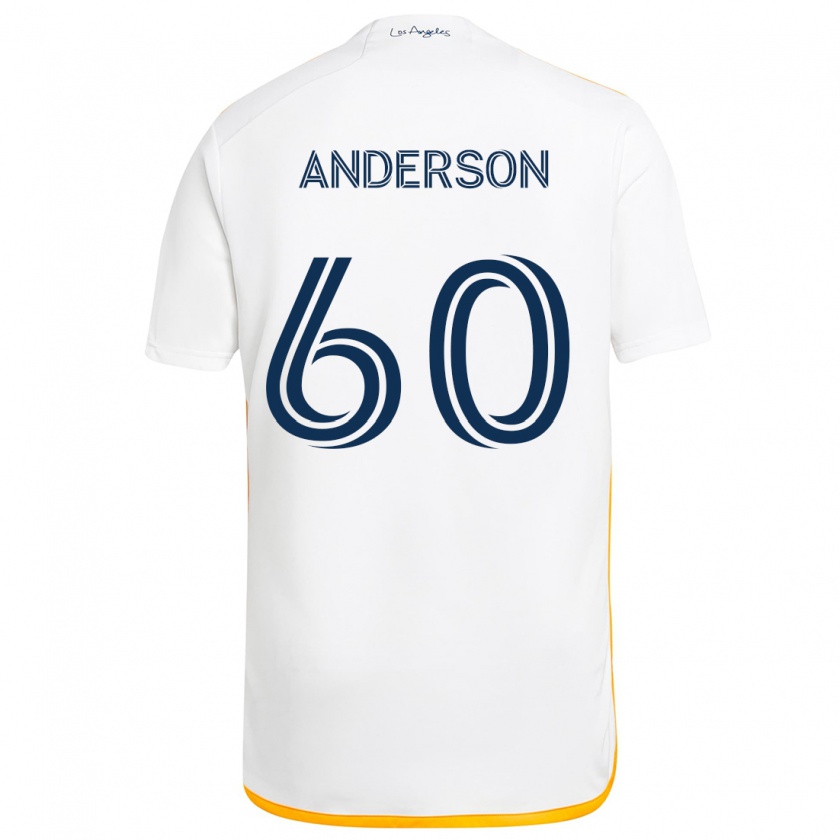 Kandiny Enfant Maillot Nolan Anderson #60 Blanc Jaune Tenues Domicile 2024/25 T-Shirt