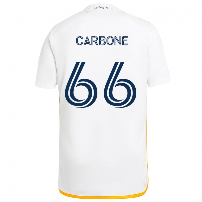 Kandiny Enfant Maillot Matteo Carbone #66 Blanc Jaune Tenues Domicile 2024/25 T-Shirt