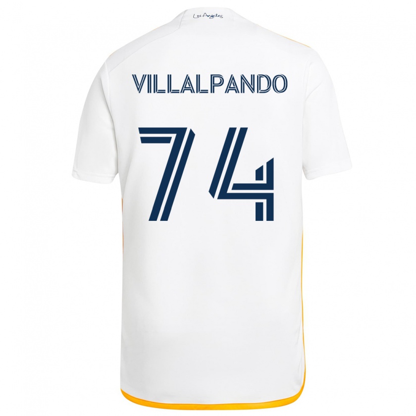 Kandiny Enfant Maillot Sergio Villalpando #74 Blanc Jaune Tenues Domicile 2024/25 T-Shirt