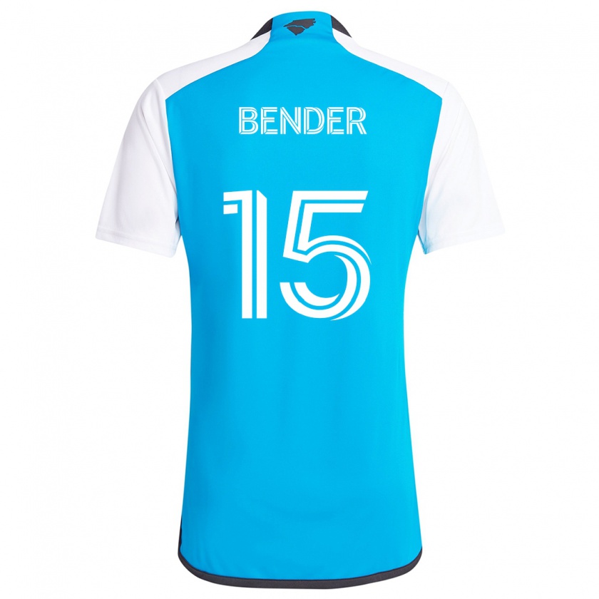 Kandiny Enfant Maillot Ben Bender #15 Bleu Blanc Tenues Domicile 2024/25 T-Shirt