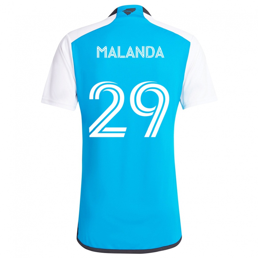 Kandiny Enfant Maillot Adilson Malanda #29 Bleu Blanc Tenues Domicile 2024/25 T-Shirt