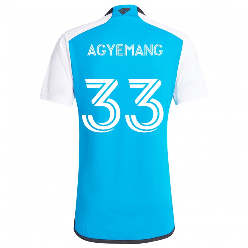 Kandiny Enfant Maillot Patrick Agyemang #33 Bleu Blanc Tenues Domicile 2024/25 T-Shirt