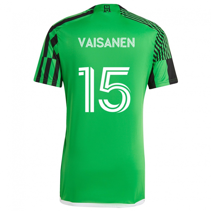 Kandiny Enfant Maillot Leo Väisänen #15 Vert Noir Tenues Domicile 2024/25 T-Shirt