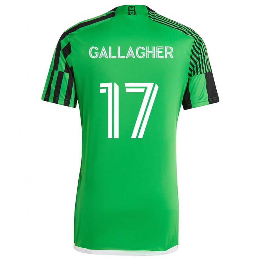 Kandiny Enfant Maillot Jon Gallagher #17 Vert Noir Tenues Domicile 2024/25 T-Shirt