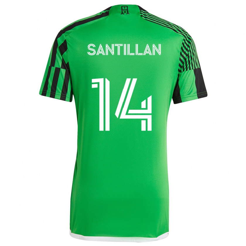 Kandiny Enfant Maillot Jonathan Santillan #14 Vert Noir Tenues Domicile 2024/25 T-Shirt