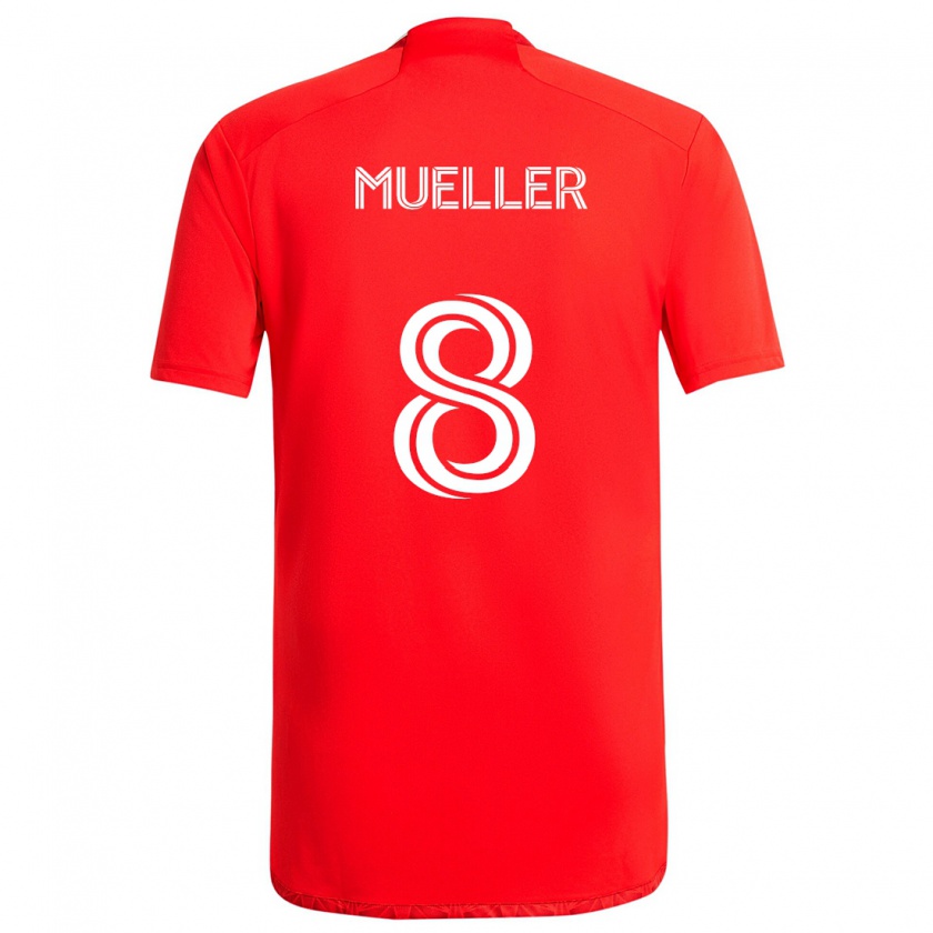 Kandiny Enfant Maillot Chris Mueller #8 Rouge Blanc Tenues Domicile 2024/25 T-Shirt