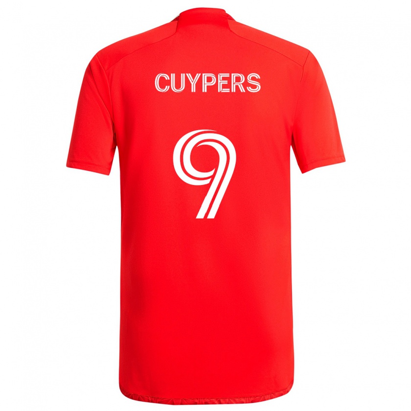 Kandiny Enfant Maillot Hugo Cuypers #9 Rouge Blanc Tenues Domicile 2024/25 T-Shirt