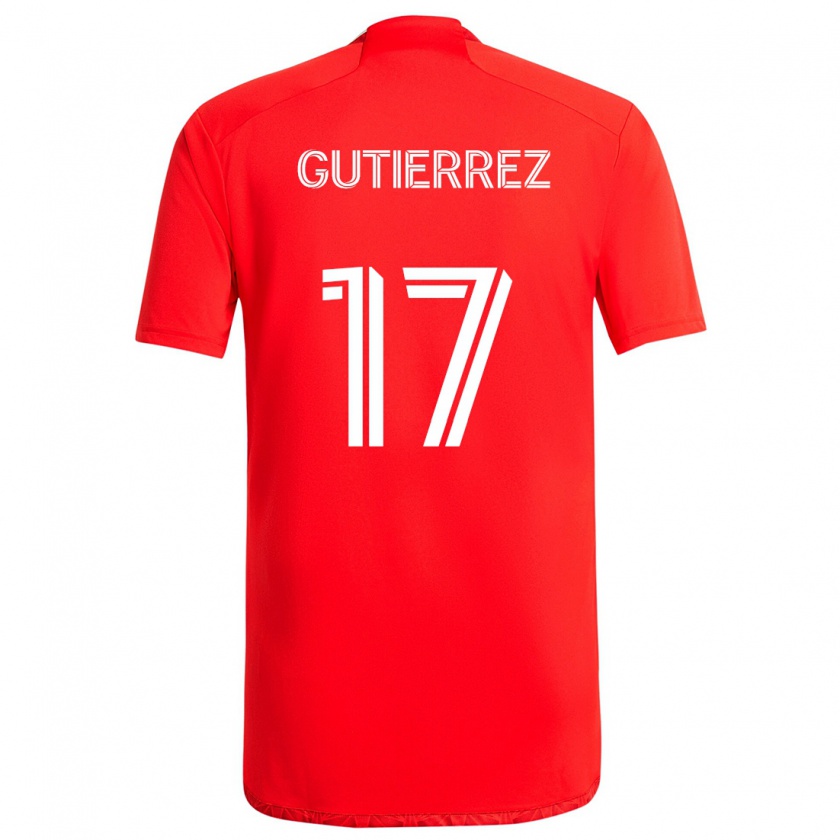 Kandiny Enfant Maillot Brian Gutiérrez #17 Rouge Blanc Tenues Domicile 2024/25 T-Shirt