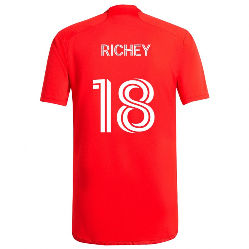 Kandiny Enfant Maillot Spencer Richey #18 Rouge Blanc Tenues Domicile 2024/25 T-Shirt