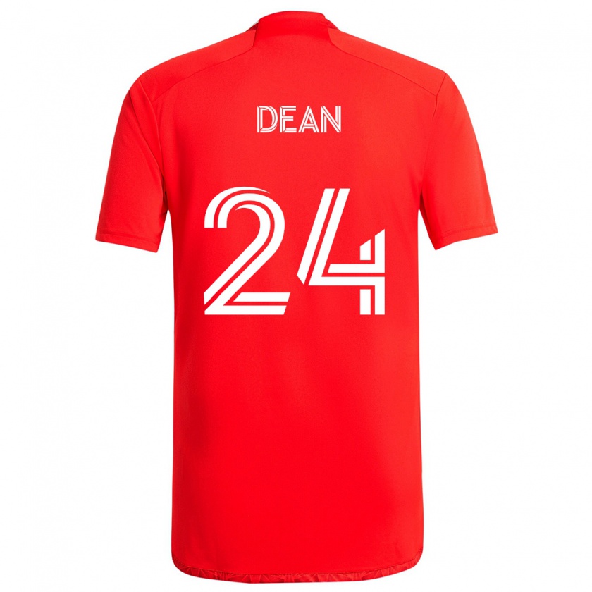 Kandiny Enfant Maillot Jonathan Dean #24 Rouge Blanc Tenues Domicile 2024/25 T-Shirt