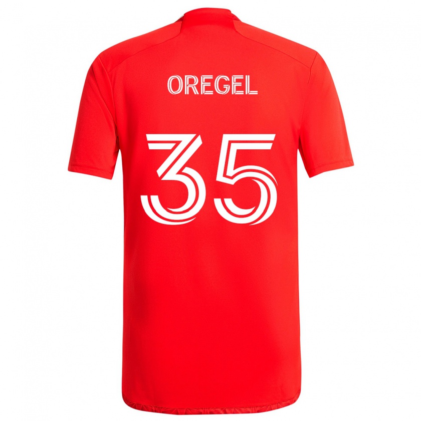 Kandiny Enfant Maillot Sergio Oregel #35 Rouge Blanc Tenues Domicile 2024/25 T-Shirt