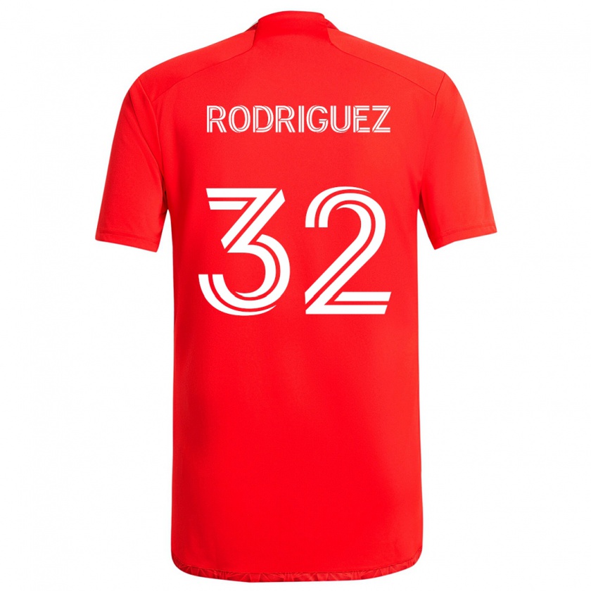 Kandiny Enfant Maillot Missael Rodríguez #32 Rouge Blanc Tenues Domicile 2024/25 T-Shirt