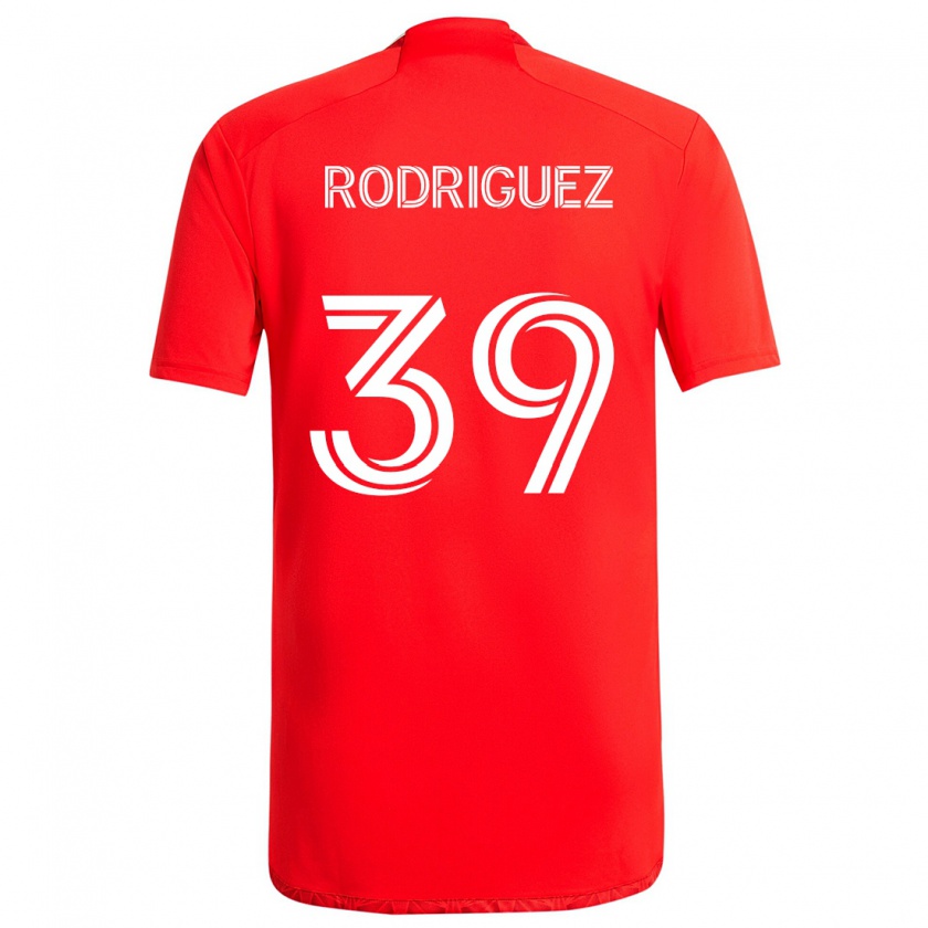 Kandiny Enfant Maillot Allan Rodriguez #39 Rouge Blanc Tenues Domicile 2024/25 T-Shirt