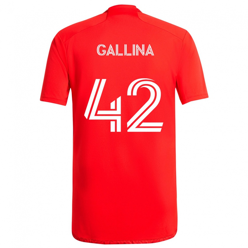 Kandiny Enfant Maillot Henrique Gallina #42 Rouge Blanc Tenues Domicile 2024/25 T-Shirt