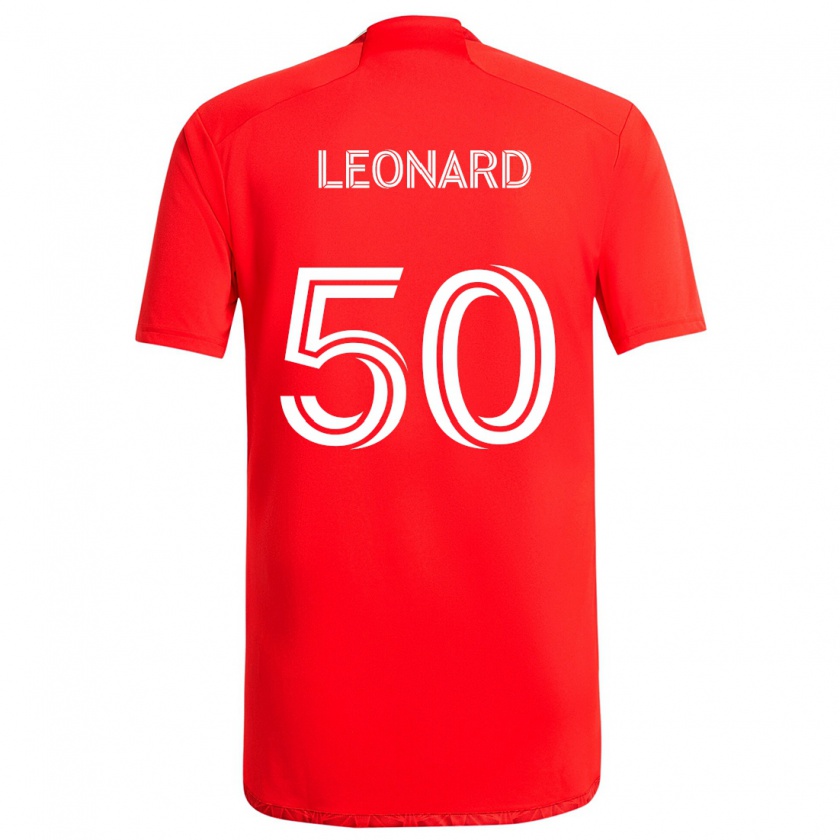 Kandiny Enfant Maillot Eric Leonard #50 Rouge Blanc Tenues Domicile 2024/25 T-Shirt