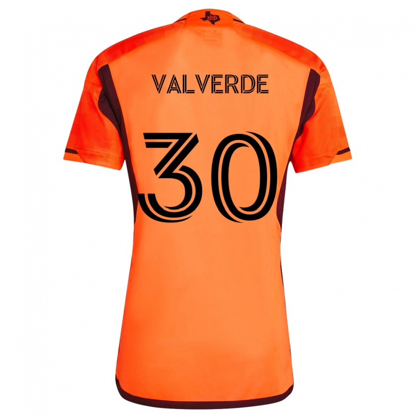 Kandiny Enfant Maillot Jefferson Valverde #30 Orange Noir Tenues Domicile 2024/25 T-Shirt