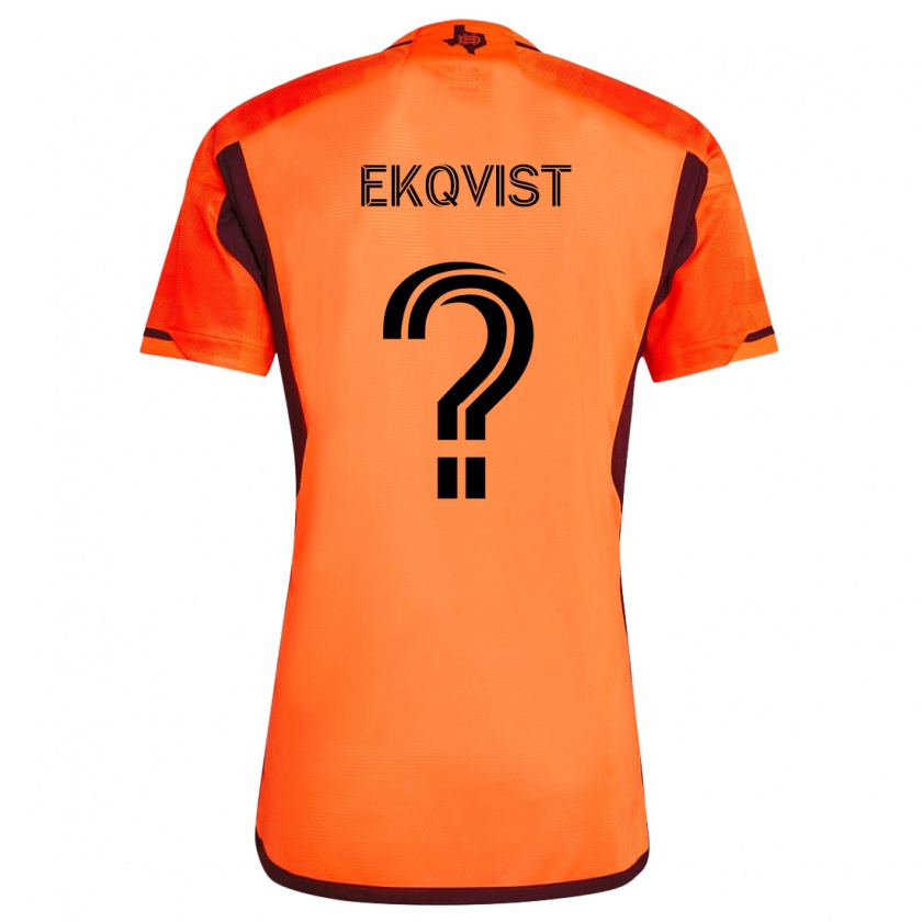 Kandiny Enfant Maillot Akseli Ekqvist #0 Orange Noir Tenues Domicile 2024/25 T-Shirt