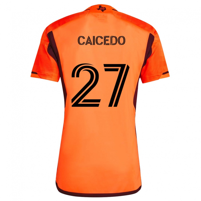 Kandiny Enfant Maillot Luis Caicedo #27 Orange Noir Tenues Domicile 2024/25 T-Shirt