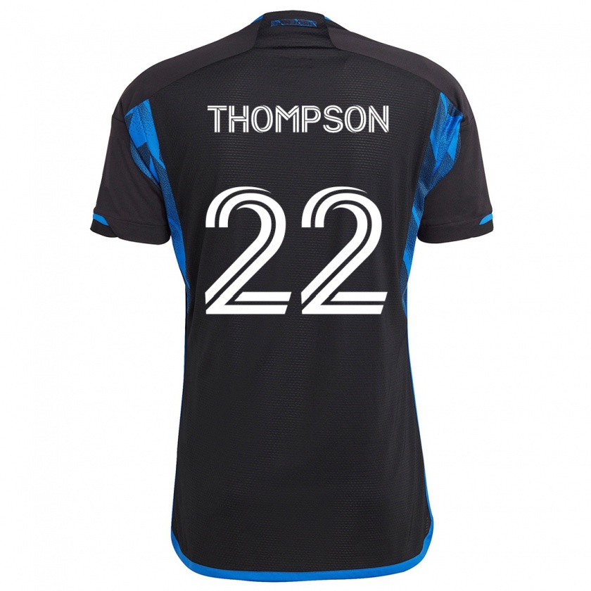 Kandiny Enfant Maillot Tommy Thompson #22 Bleu Noir Tenues Domicile 2024/25 T-Shirt