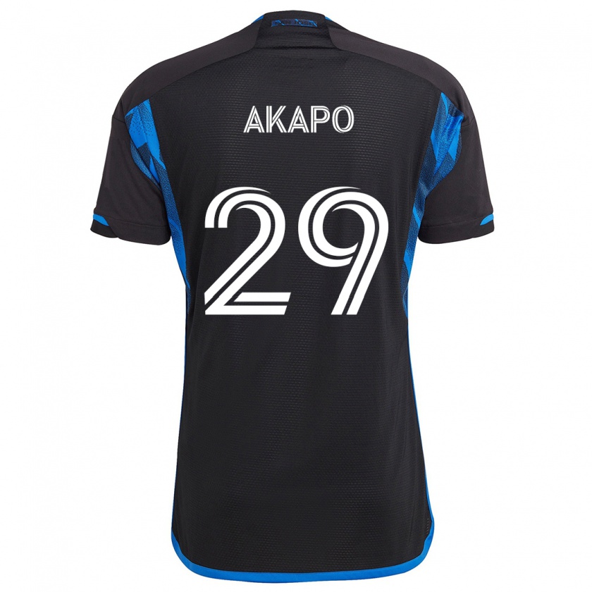 Kandiny Enfant Maillot Carlos Akapo #29 Bleu Noir Tenues Domicile 2024/25 T-Shirt