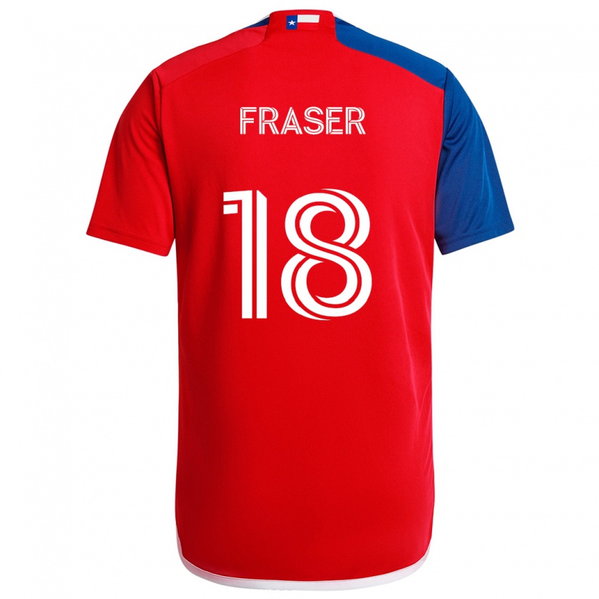 Kandiny Enfant Maillot Liam Fraser #18 Bleu Rouge Tenues Domicile 2024/25 T-Shirt