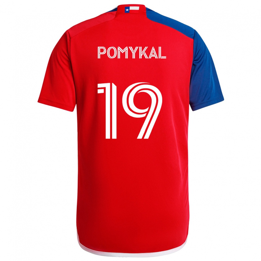 Kandiny Enfant Maillot Paxton Pomykal #19 Bleu Rouge Tenues Domicile 2024/25 T-Shirt